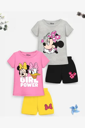 Miss and Chief Girls Pack Of 2 Round Neck Printed T-shirt With Shorts