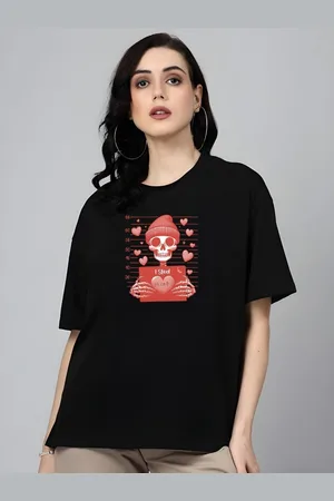 DressBerry Women Graphic Printed Round Neck Cotton Oversized T-shirt