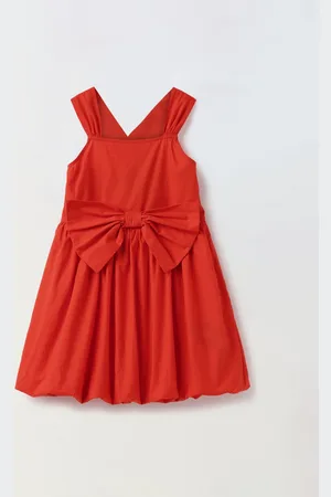 SPUNKIES Girls Square Neck Cotton A-Line Mini Dress