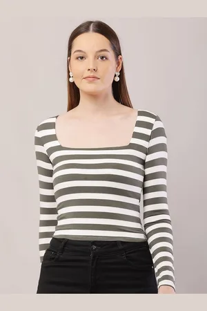 NoBarr Women Horizontal Stripes Striped Fitted Crop Top
