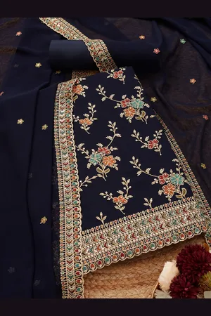 Soch Floral Embroidered Georgette Sequinned Unstitched Dress Material
