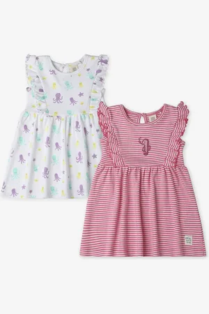 Ed-a-Mamma Ed-a-Mamma Pack of 2 Baby Girl Striped Flutter Sleeve A-line Dress