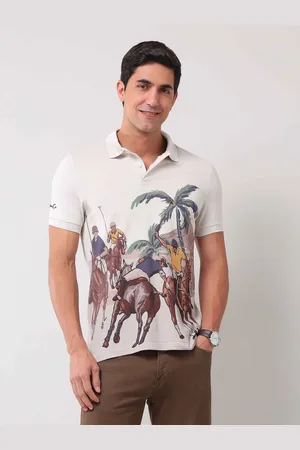 Ralph Lauren Men Graphic Printed Polo Collar Cotton Slim Fit T-shirt