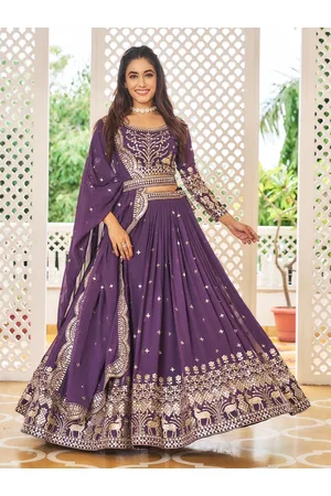 Ethnic Yard Embroidered Sequinned Georgette Ready to Wear Lehenga & Blouse With Dupatta