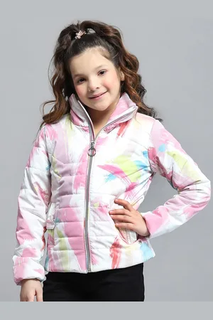 Monte Carlo Girls Mock Collar Abstract Printed Casual Lightweight Padded Jacket