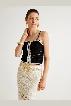 Koton Women Self Design Shoulder Straps Acrylic Top