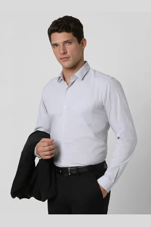 Peter England Men Slim Fit Spread Collar Textured Cotton Formal Shirt