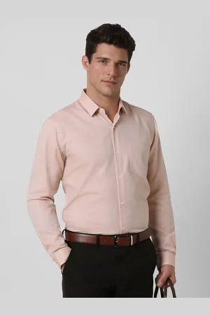 Peter England Men Slim Fit Spread Collar Solid Cotton Formal Shirt