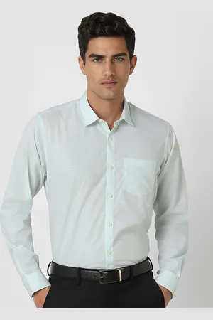 Peter England Men Slim Fit Spread Collar Textured Cotton Formal Shirt
