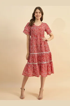Azira Floral Micro Print Fit & Flare Midi Dress