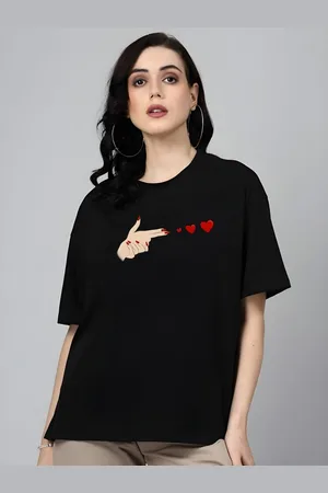 DressBerry Women Graphic Printed Round Neck Cotton Oversized T-shirt