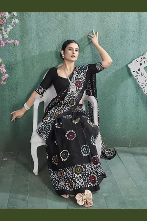 HERE&NOW Tie and Dye Pure Cotton Handloom Ikat Saree