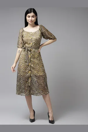Corsica Animal Print Georgette A-Line Midi Dress