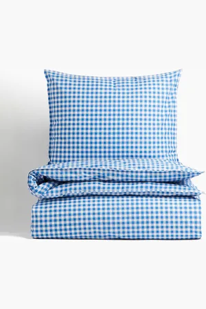 H&M Blue Patterned Pure Cotton Single Duvet Cover Set