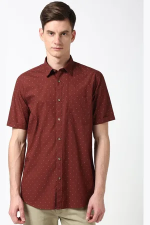 Peter England Men Spread Collar Micro Ditsy Printed Cotton Slim Fit Casual Shirt