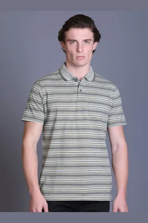 GODFREY Men Striped Polo Collar Cotton T-shirt