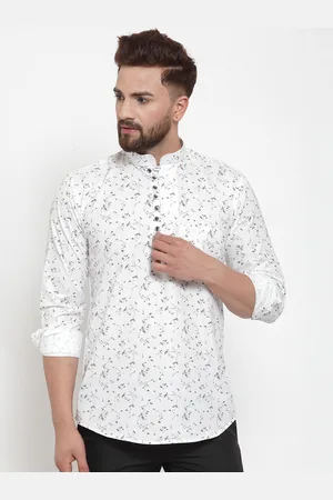 KLOTTHE Men White Printed Straight Kurta