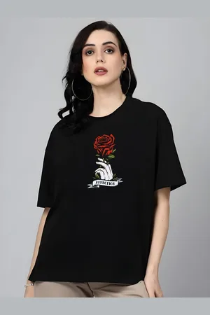 DressBerry Women Graphic Printed Round Neck Cotton Oversized T-shirt