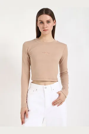 Calvin Klein Women Typography Printed Round Neck Cotton T-shirt