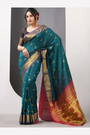 Charukriti Ethnic Motifs Zari Silk Blend Paithani Saree