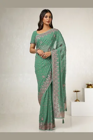 Soch Floral Beads and Stones Pure Georgette Saree