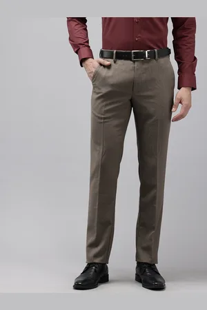 Van Heusen Men Textured Slim Fit Formal Trousers