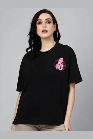 DressBerry Women Graphic Printed Round Neck Cotton Oversized T-shirt