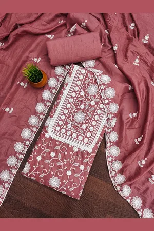 MANVAA Floral Embroidered Unstitched Dress Material