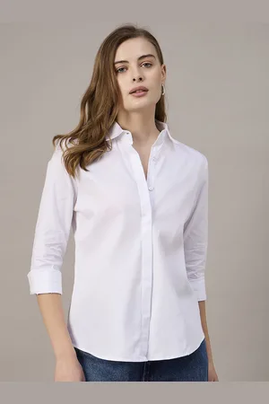 Roadster The Lifestyle Co. Women Spread Collar Solid Cotton Casual Shirt
