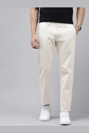 Van Heusen Men Textured Slim Fit Chinos Trousers