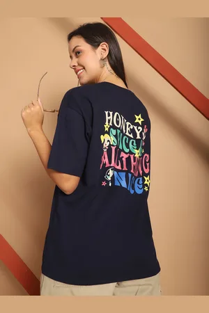 Roadster The Lifestyle Co. Women Typography Printed Round Neck Cotton Oversized T-shirt
