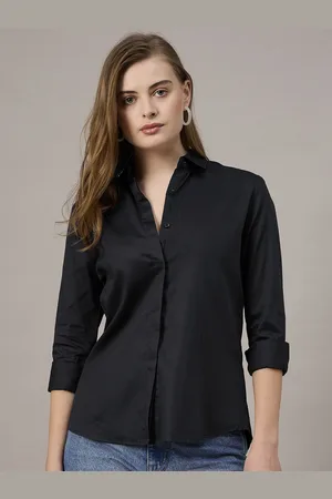 Roadster The Lifestyle Co. Women Spread Collar Solid Cotton Casual Shirt