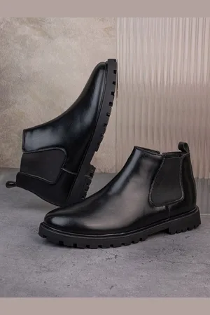 Styli Men Mid Top Faux Leather Chelsea Boots
