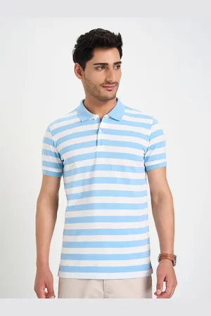 Pantaloons Men Striped Polo Collar Cotton Slim Fit T-shirt