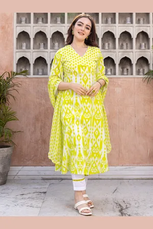 Ambraee Ethnic Motifs Printed Regular Gotta Patti A-Line Kurta with Trouser & Dupatta