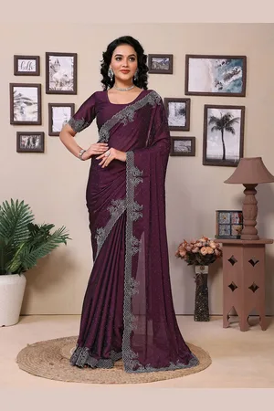 DIVASTRI Women Embellished Beads and Stones Saree With Unstitched Blouse Piece