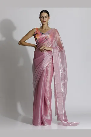 Jaipur Solid Tissue Saree with Blouse Piece