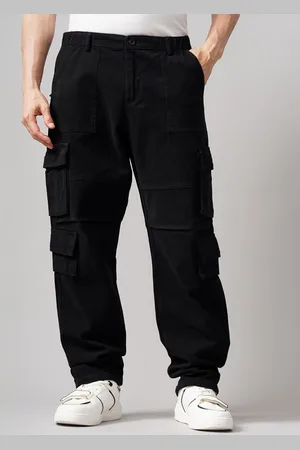 PAUL STREET Men Relaxed Loose Fit Cotton Cargos Trousers