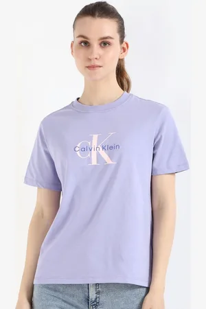 Calvin Klein Women Typography Printed Round Neck Cotton T-shirt