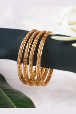 Anouk Set Of 4 Stone-Studded 24CT Gold-Plated Bangles