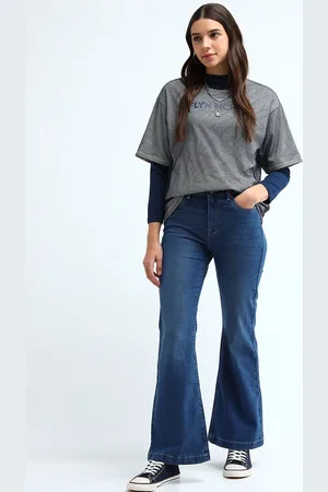 Flying Machine Women Flared High-Rise Light Fade Stretchable Jeans