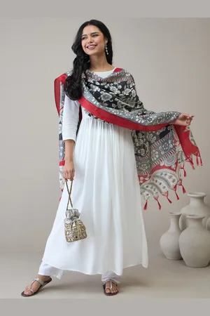 InWeave Women Pleated Kurta with Trousers & With Dupatta