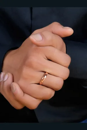 Zavya Men 925 Sterling Silver Rose Gold-Plated Finger Ring