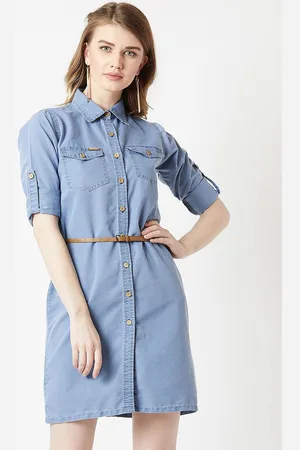 Roadster The Lifestyle Co Denim Belted Shirt Mini Dress