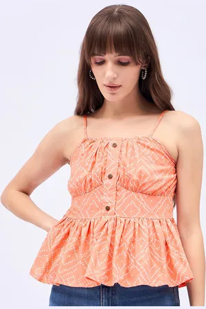 DressBerry Geometric Printed Peplum Crop Top