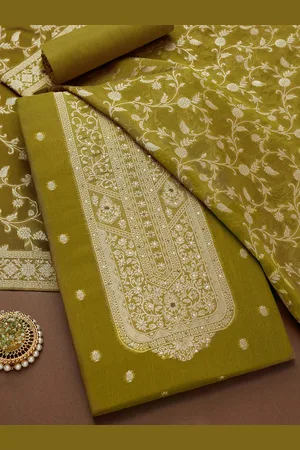 Soch Floral Woven Design Sequinned Organza Unstitched Dress Material