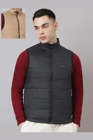 Richlook Men Mock Collar Solid Cotton Casual Gilet Jacket