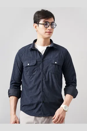 PAUL STREET Men Self Design Textured Corduroy Casual Shacket