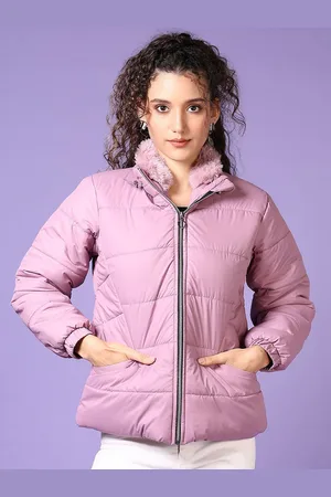 V-Mart Women Mock Collar Solid Cotton Casual Parka Jacket