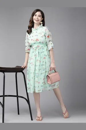 Corsica Floral Printed Georgette Fit & Flare Dress